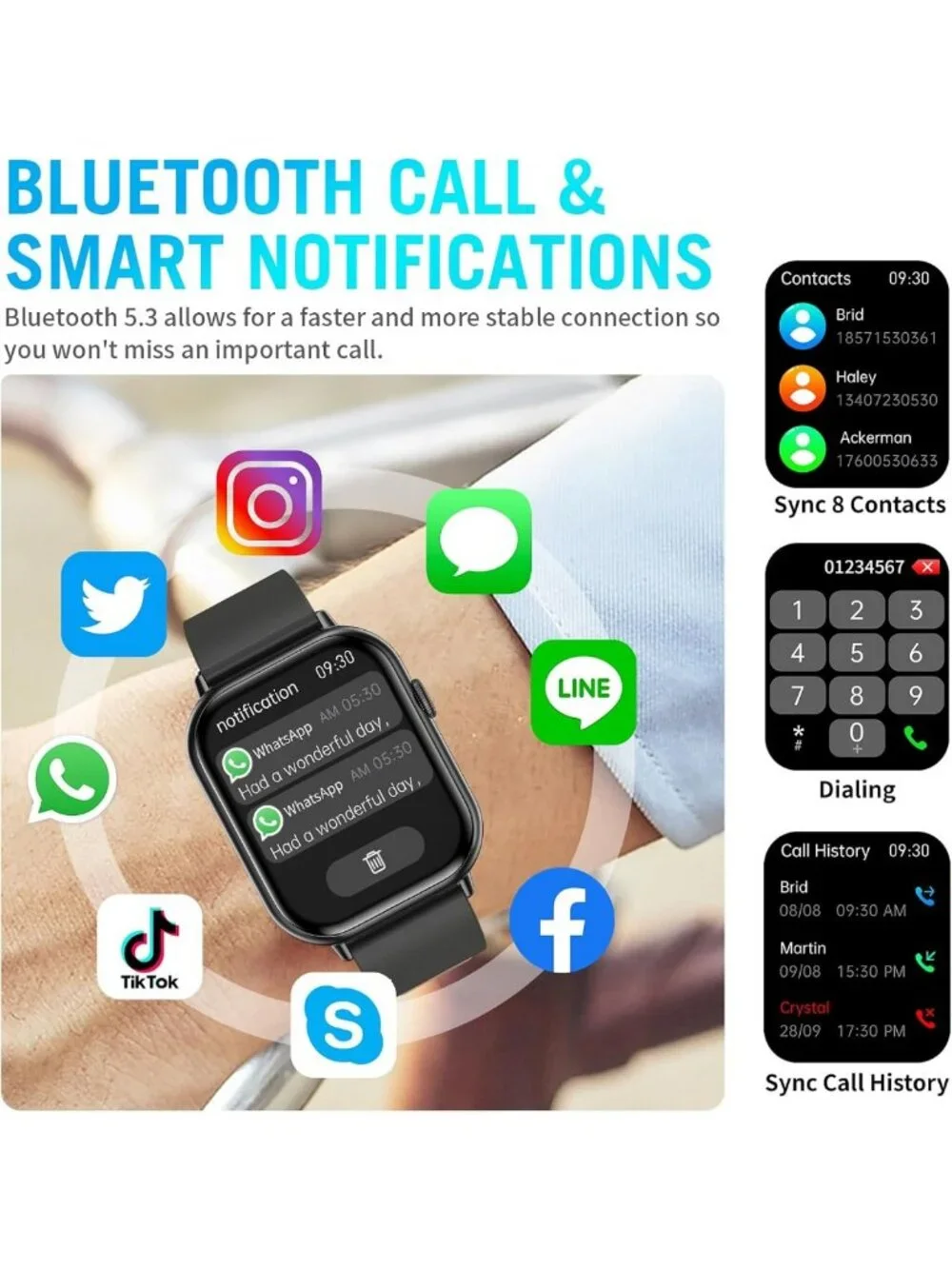 Stylish Smartwatch for Men & Women, Fitness Tracker, HD Touchscreen, Waterproof